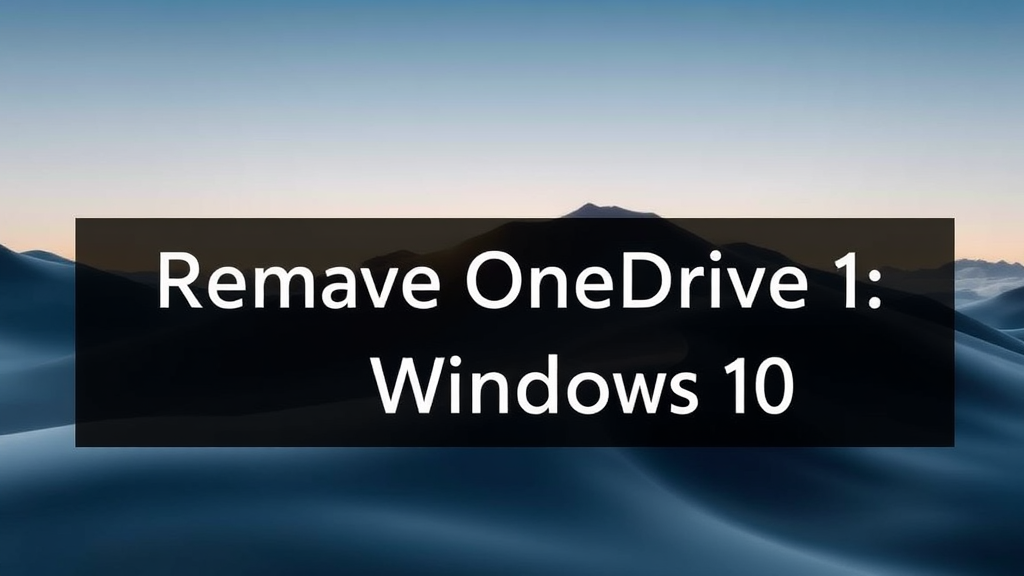 Remove Onedrive From Windows 10